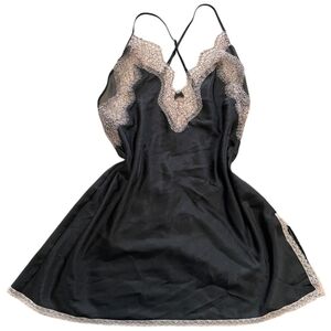 Victoria's Secret Women's Black and White Lace Bow Low Back X Straps Dress